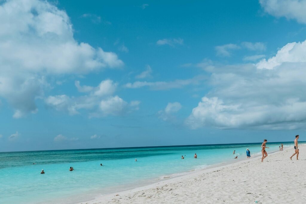 A clear beach in the Bahamas