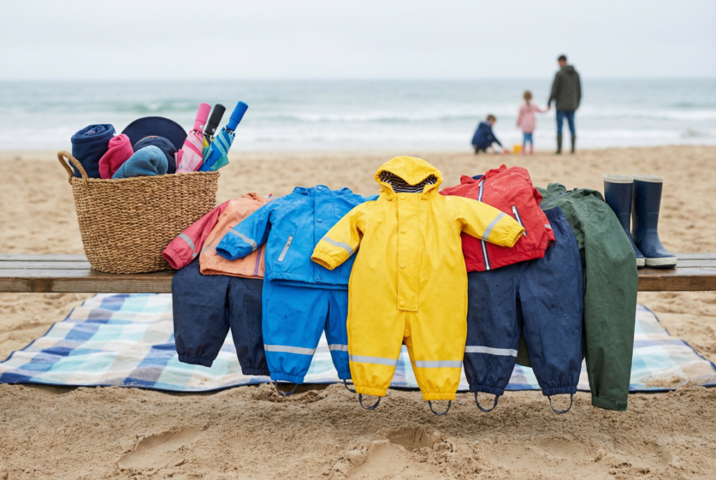 Essential_Packing_List_For_Families_Traveling_To_The_Beach_During_Spring_Break_Rain_Gear_And_Water_Resistant_Clothing