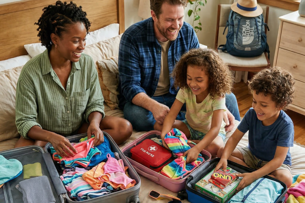 Essential_Packing_List_For_Families_Traveling_To_The_Beach_During_Summer_Break_Family_Packing_Together