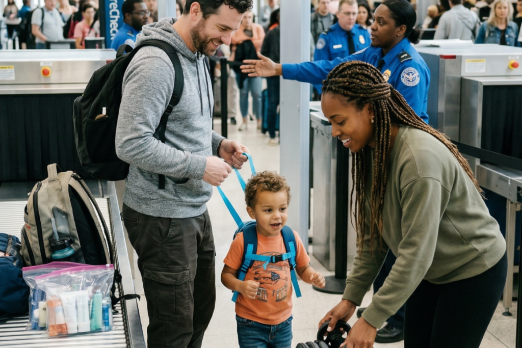 Biracial family winning at Getting Through Airport Security With Kids