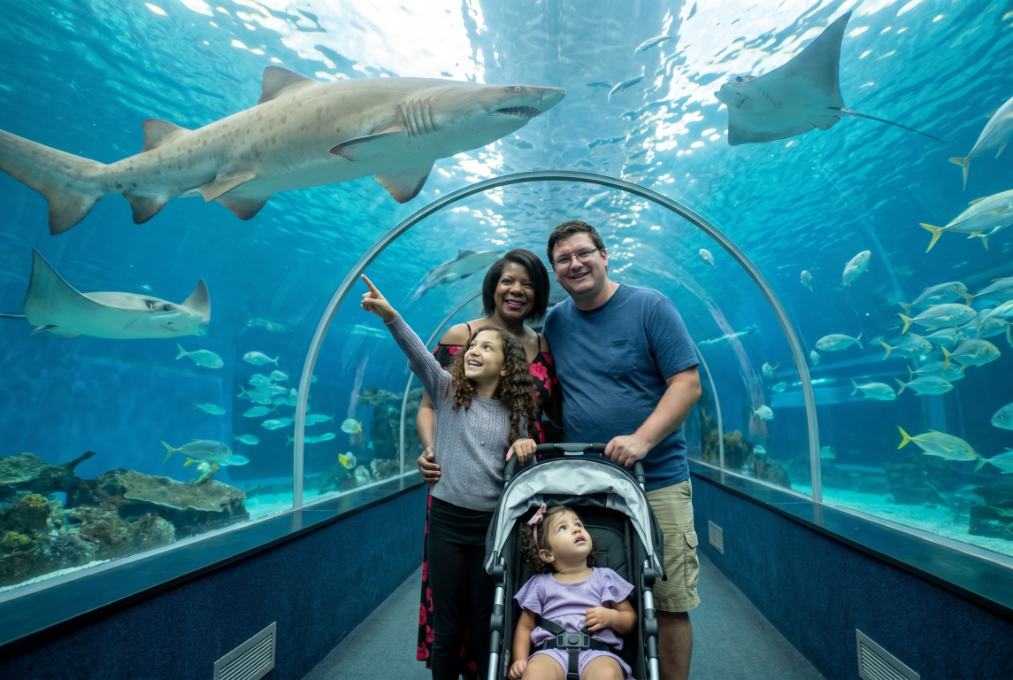 Exploring Myrtle Beach Fun Activities Beyond The Sand - Family Enjoying Time At Ripley's Aquarium of Myrtle Beach