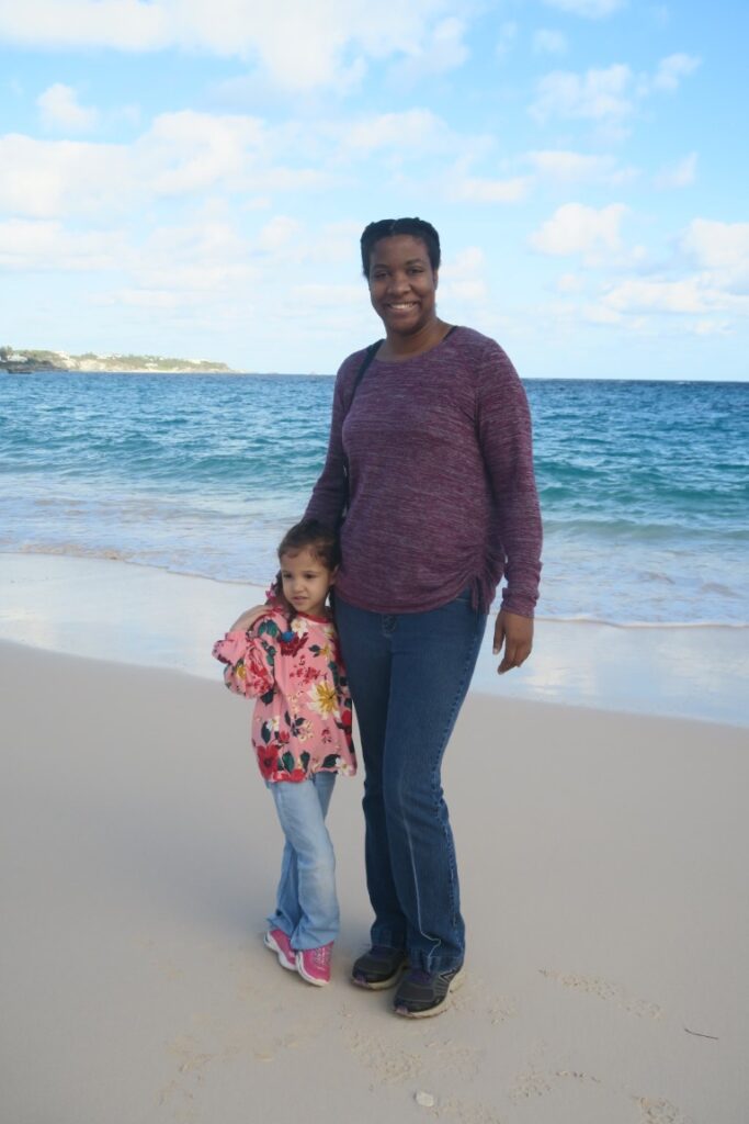 Mom and daughter standing on John Smith's Bay In Bermuda