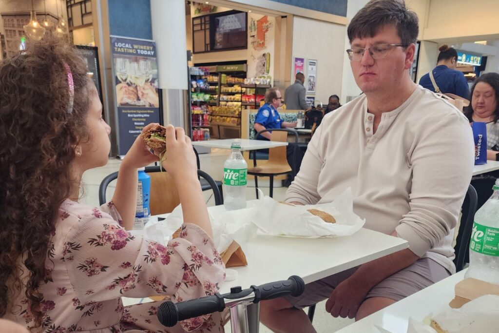 Grabbing a snack at the airport